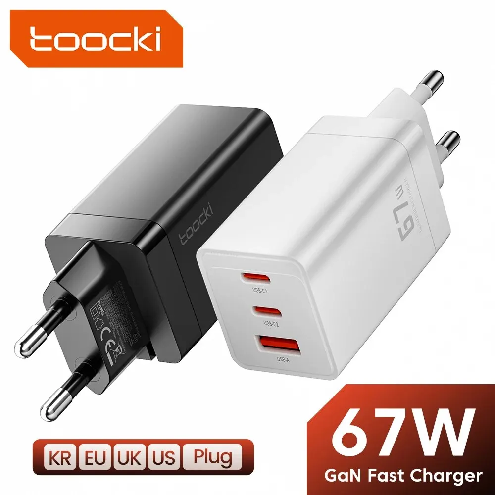 Toocki-GaN Carregador USB C, Carregamento Rápido, 65W, QC4.0, PD 3.0, 45W, Tipo C, Carregador USB Rápido para iPhone 15, 14, 13, 12 Pro, MacBook