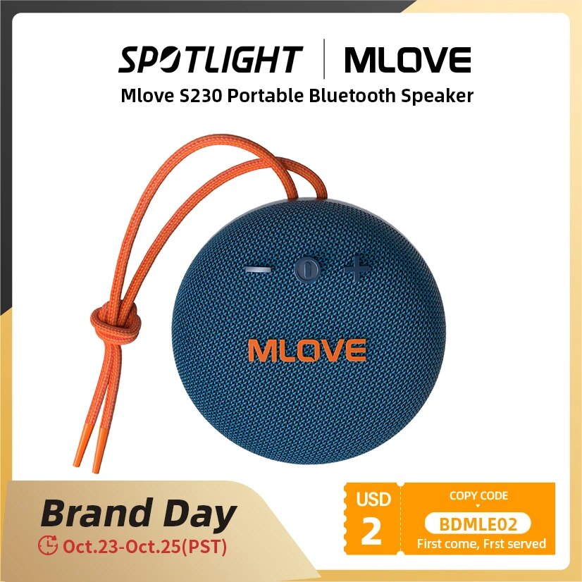 MLOVE-BV230 Super-Alto-falante Bluetooth portátil, Rich Stereo Bass, 24h Playtime, IPX67 impermeável para viagens, caminhadas, ao ar livre