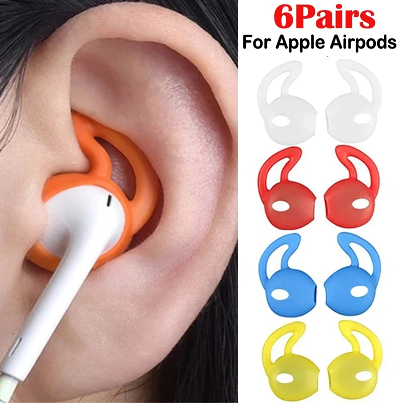 1/3/6 pares de silicone macio in-ear eartips caso capa para apple airpods protetor almofadas de ouvido fone de ouvido copo earpads anti-deslizamento gancho