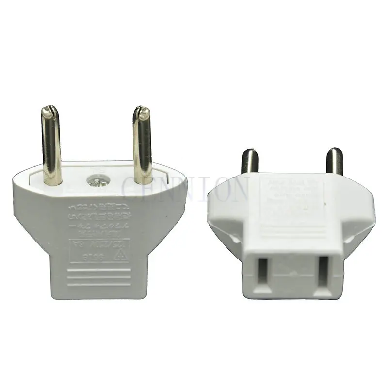 Adaptador de viagem para a Europa, Rússia, Coréia do soquete, adaptador de viagem, Plug Power AC especial, EUA para a UE, preto e branco, 2 pinos