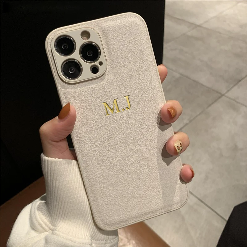 Caso Nome Personalizado Personalizado para iPhone, Iniciais Letras, Couro DIY Gravado Capa, iPhone 14, iPhone 13, iPhone 14, iPhone 13, iPhone 13, iPhone 14, iPhone 13, iPhone 13, iPhone 14, iPhone 13, iPhone 12, iPhone 11 Pro Max