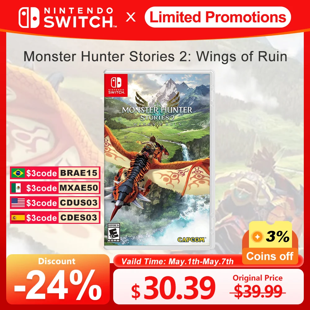 Monster Hunter Stories 2 Wings of Ruin Nintendo Switch Jogos Deals 100% Original Física Game Card RPG Gênero para Switch OLED