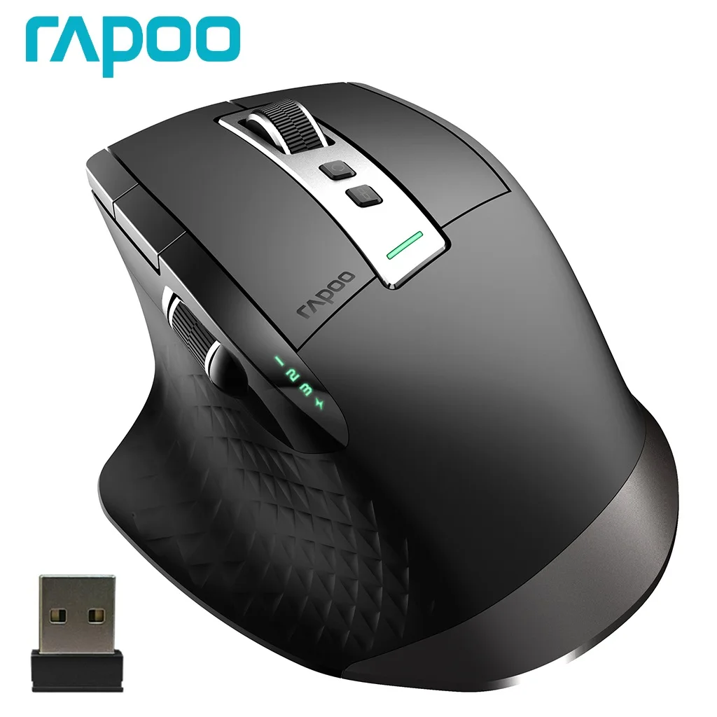 Mouse Rapoo Multi-Mode Recarregável Sem Fio, Ergonômico 3200 DPI, Mouse Bluetooth, Easy-Switch para até 4 Dispositivos, MT750L, MT750S