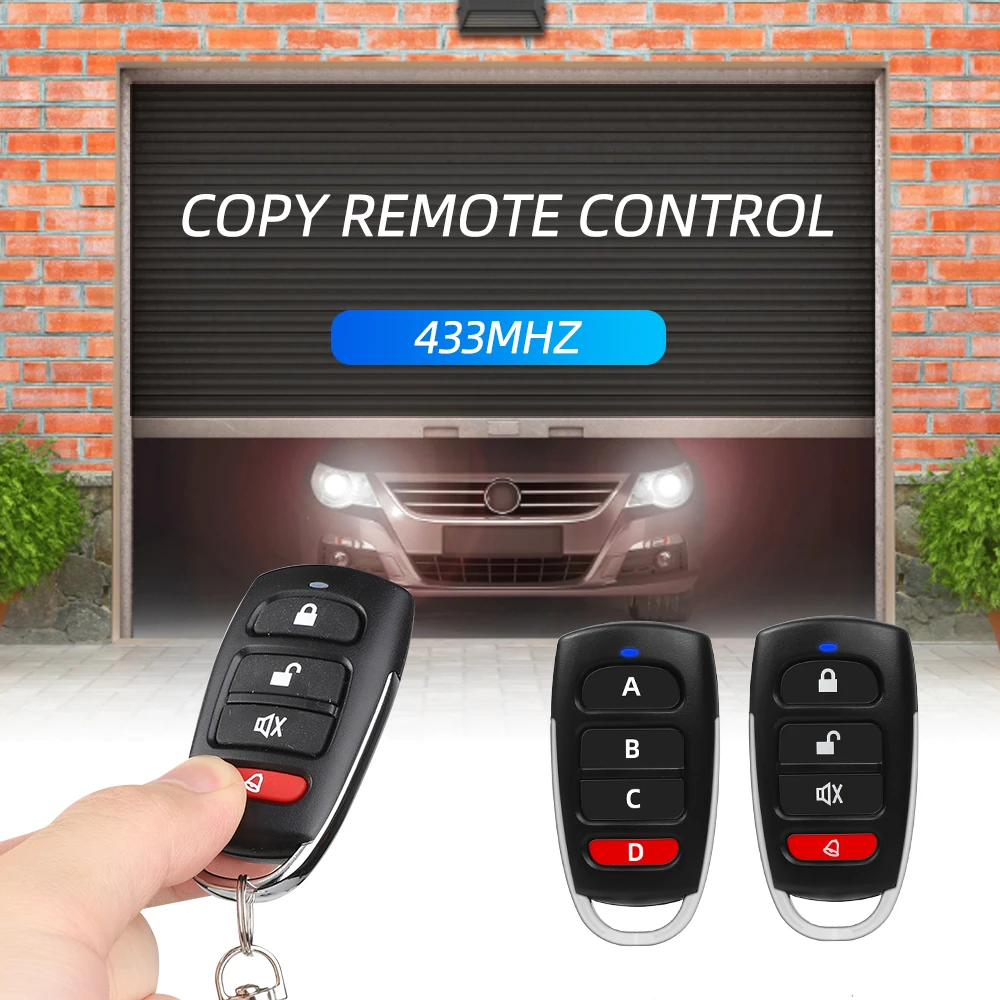 Controle Remoto Sem Fio para Porta da Garagem, Universal Smart Controller, Porta Elétrica Duplicadora Chave, 4 Chaves, Cópia Automática, 433MHz, RF