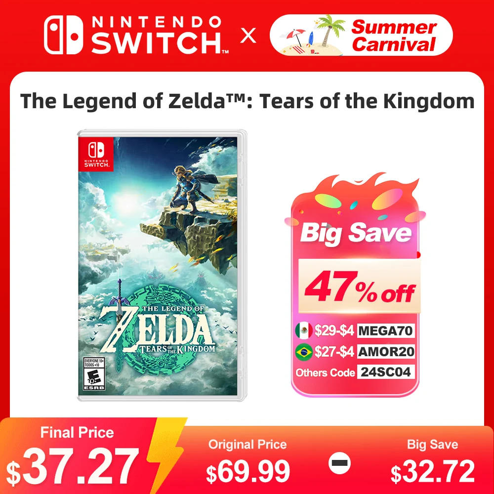 The Legend of Zelda Tears of the Kingdom Jogos Nintendo Switch, Cartão de jogo físico original, OLED Lite, Em estoque