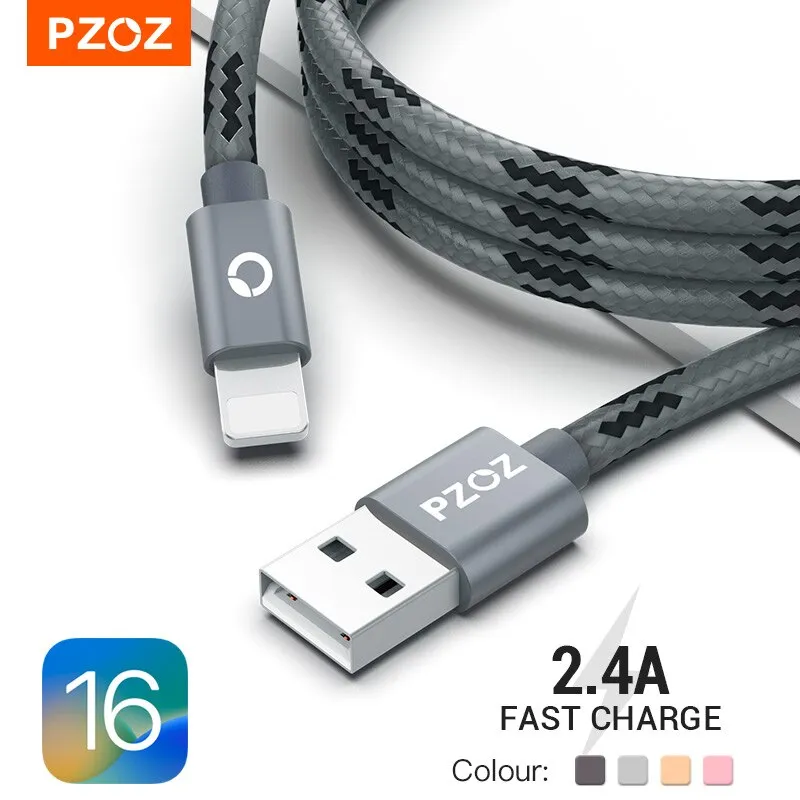 PZOZ-USB Cabo para iPhone, 14, 13, 12, 11 Pro Max, Xs, Xr, X, 8 Plus, iPad Air, Mini, Carregamento Rápido, Carregador