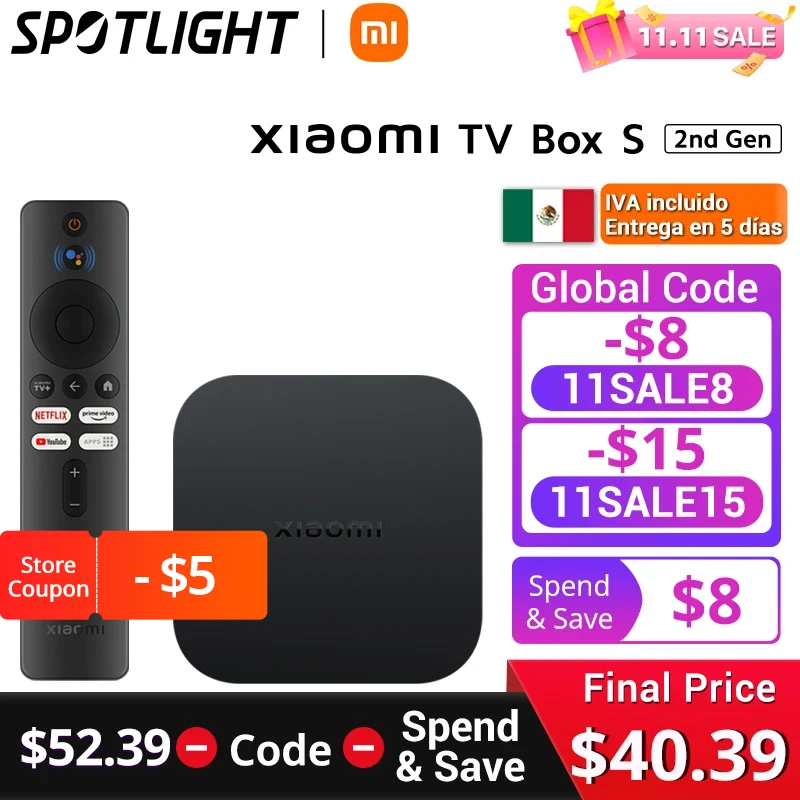 [Estreia mundial] Versão global Xiaomi Mi TV Box S 2ª geração 4K Ultra-HD Quad-core Processador Dolby Vision HDR10 + Google Assistant