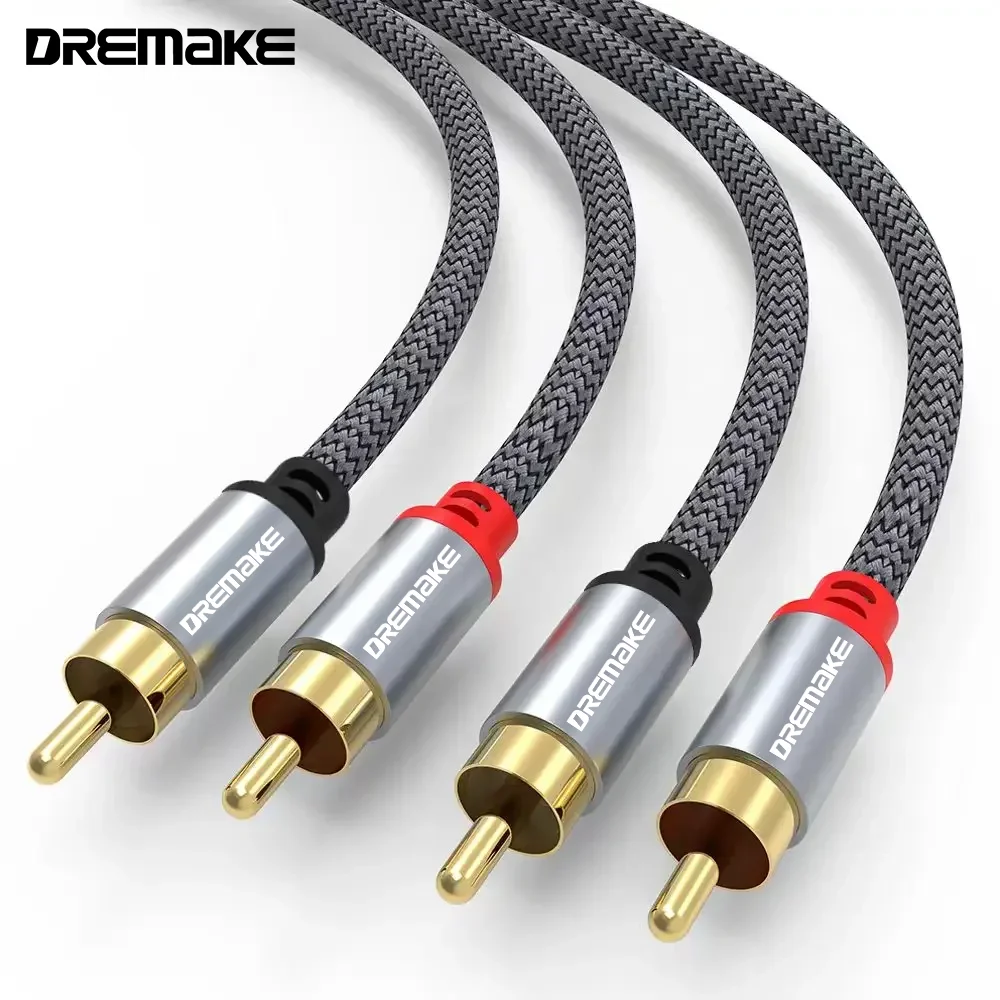 Macho para macho cabo RCA para Home Theater, áudio Jack para HDTV, TV, DVD, caixa de altifalante, amplificador de potência, 2 Rca para 2 cabos estéreo Rca