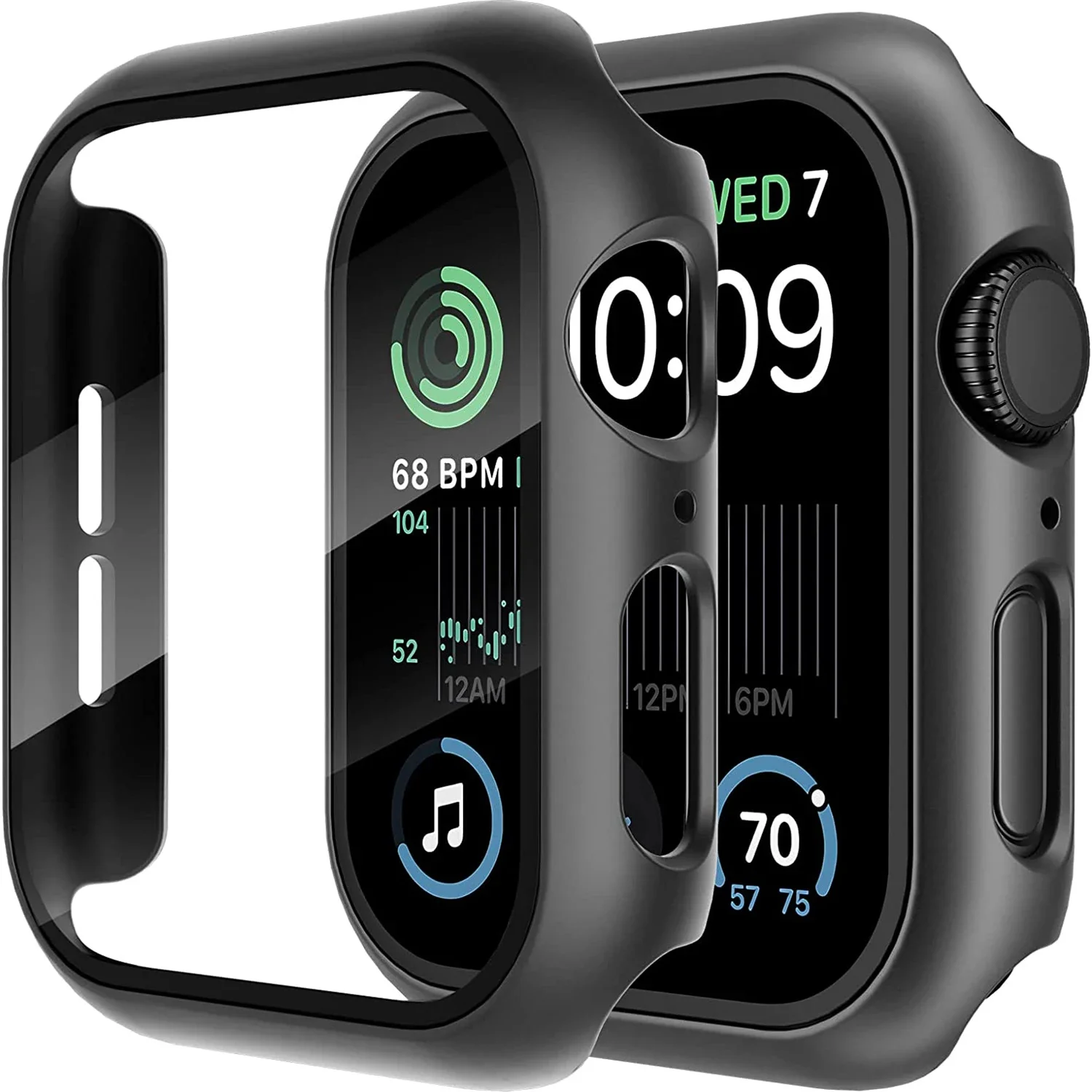 Vidro Temperado e Capa para Apple Watch, PC Bumper, Capa Protetora de Tela, iWatch Série 7, 6, 5, 4, SE2, 9, 8, 7, 45mm, 41mm, 44 milímetros, 40 milímetros, 42 milímetros, 38 milímetros