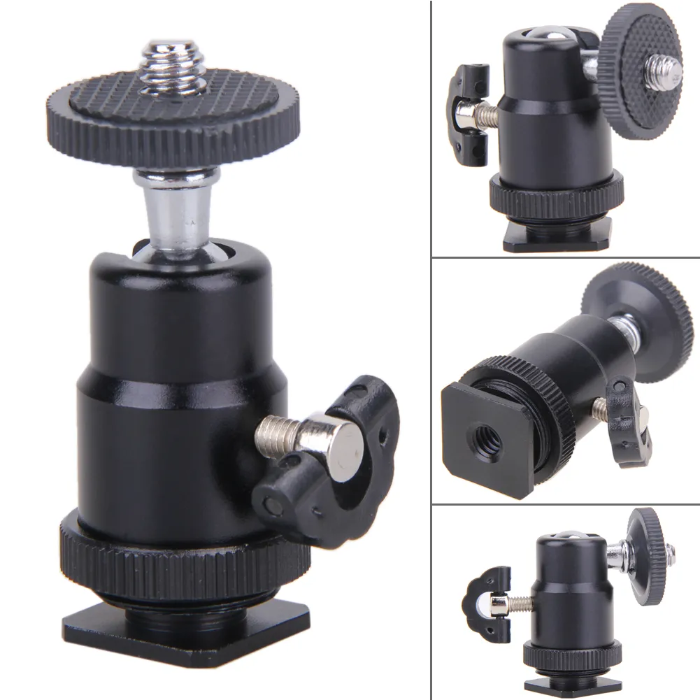 Alumínio Rotary Mount Stand 1/4 Hot Shoe Adaptador de Metal Flash Suporte Tripé com Bloqueio Da Câmera Acessórios 360 Graus para GOPRO