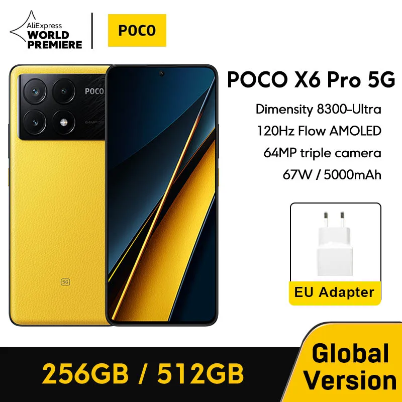 POCO X6 Pro 5G Versão Global Smartphone Dimensity 8300-Ultra 6,67