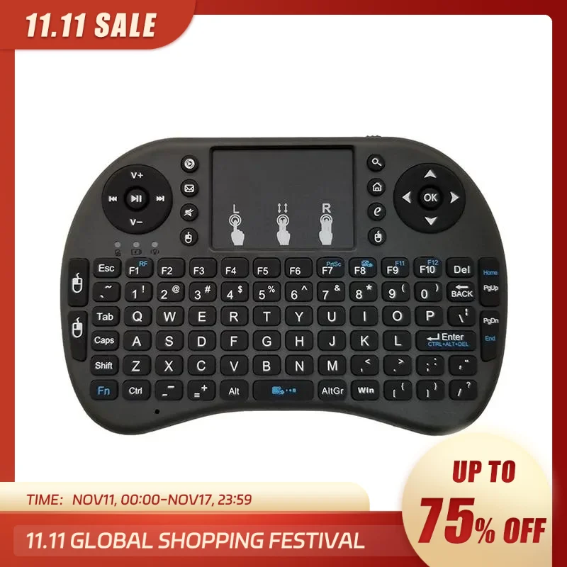 I8 Mini Teclado Sem Fio 2.4G Air Mouse Remoto Touchpad Use Bateria Seca para Android TV Box PC Teclado Sem Fio