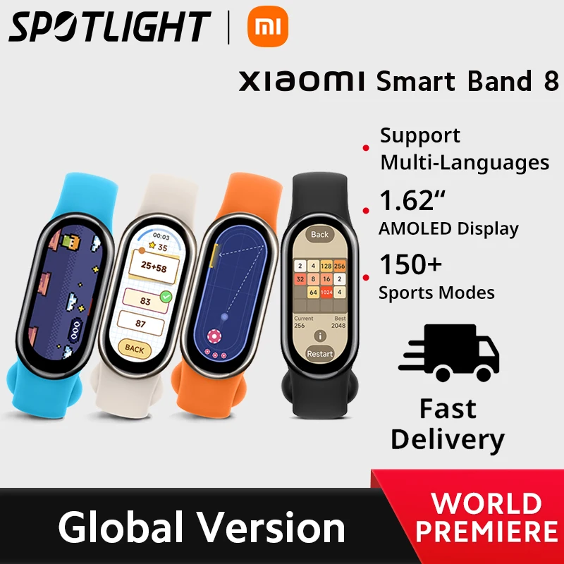 [World Premiere]Versão global Xiaomi Band 8 5ATM à prova d'água 150 + Modos de Esporte Ultra Longa Vida Útil da Bateria 16 Dias