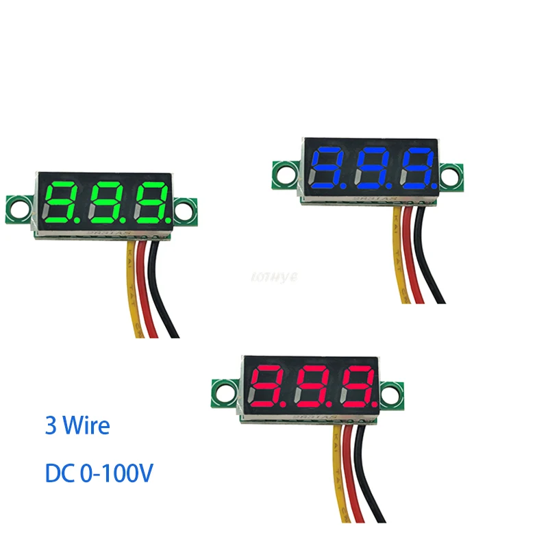 Voltímetro Digital com Mini Módulo de Display LED, Testador de Tensão, Motocicleta e Painel de Carro, 0, 28 Polegada, DC, 2.5V-30V, DC 0-100V