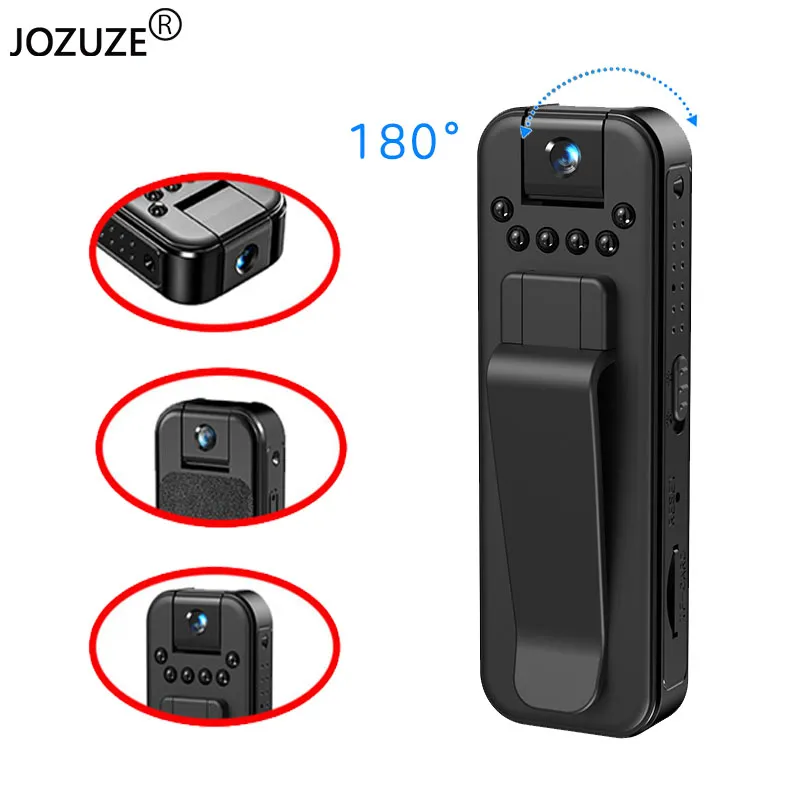 JOZUZE-MD13 Mini Portátil Pequeno Gravador De Vídeo Digital, Polícia BodyCam, Visão Noturna Infravermelha, Filmadora Em Miniatura, HD 1080P