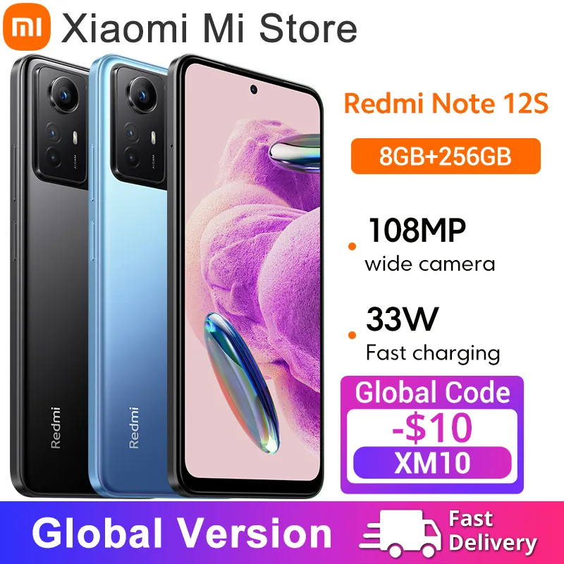 Xiaomi-Redmi Note 12 S Versão Global, Câmera 108MP, Display AMOLED DotDisplay 90Hz, Helio G96, Carregamento Rápido 33W