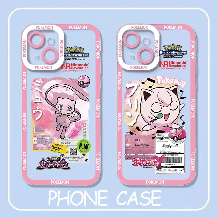 Caixa transparente do telefone do anime para o iPhone, Jigglypuff, Ditto, Pokémon, olhos do anjo, iPhone 15, 14, 13, 12, 11, mini, XS, XR, X, pro max, 8, 7, 6, 6S Mais, SE