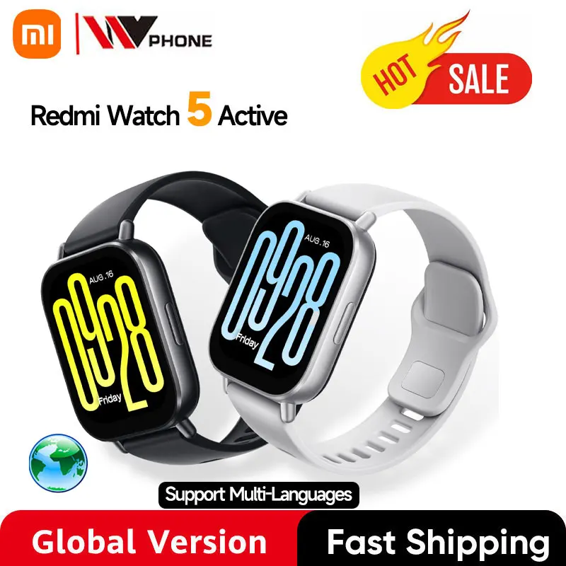 Versão global Xiaomi Redmi Watch 5 Active 2 '' Display de até 18 dias de vida útil da bateria mais de 140 modos de treino Bluetooth chamando 5ATM