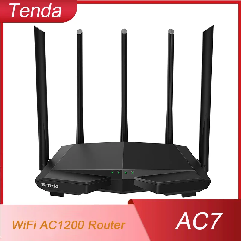 Tenda-ac7 roteador sem fio de banda dupla, repetidor wifi, antenas de alto ganho 5x6dbi, extensor wi-fi, ac1200