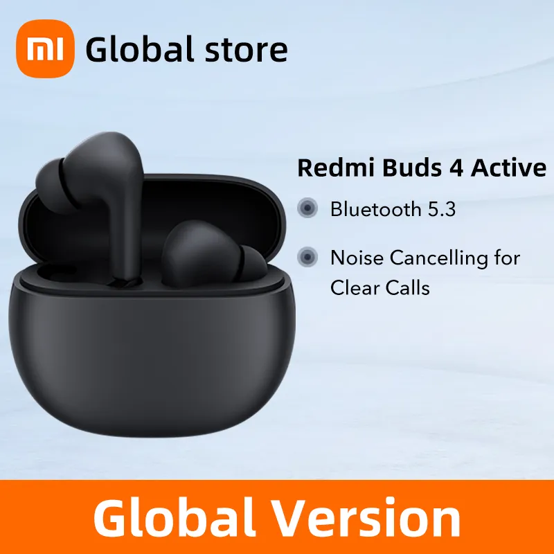 Xiaomi-Redmi 4 Buds, Versão Global, TWS Ativo, Cancelamento de Ruído, Bluetooth 5.3, Fone De Ouvido Sem Fio, Auscultadores Esportivos Impermeáveis