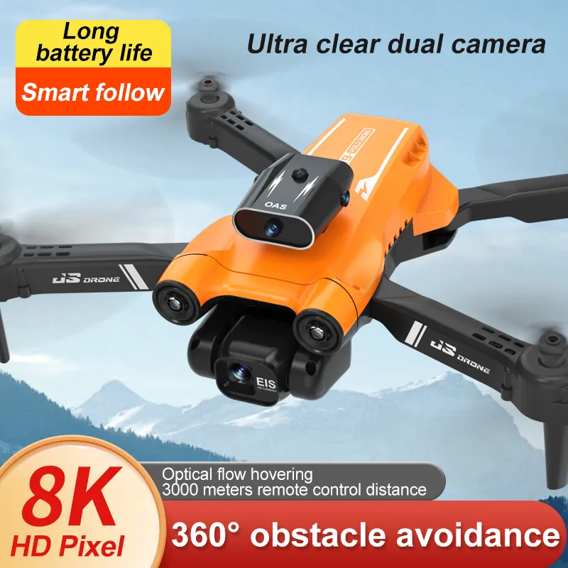 Dual Camera Drone com modo de espera alta, Mini controle remoto dobrável, rede sem fio, fotografia aérea, Quadcopter Toy, E88, 8K