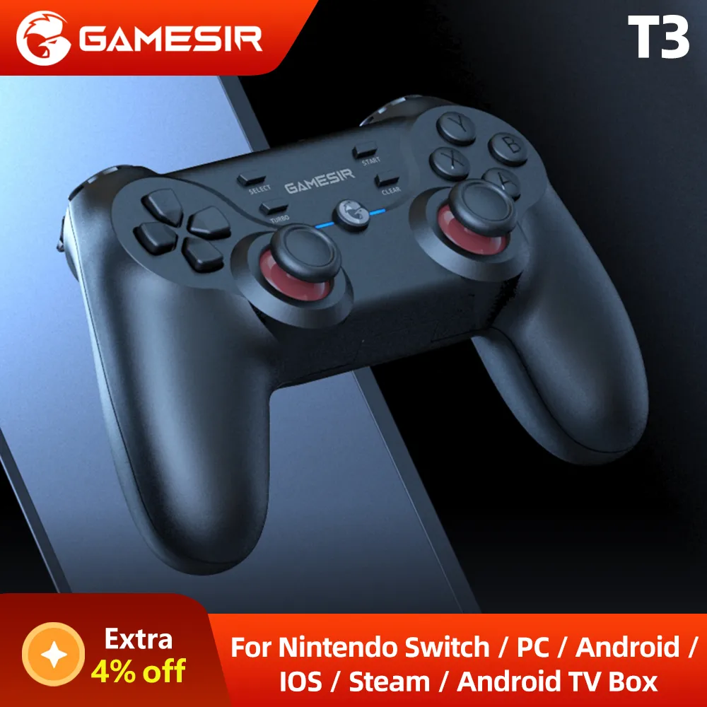 GameSir-T3 controle wireless pc Gamepad pra pc sem fio, bluetooth para celular controlador de jogos, PC Joystick, desktop, computador, laptop, janelas 7, 10, 11, 100% original, novo