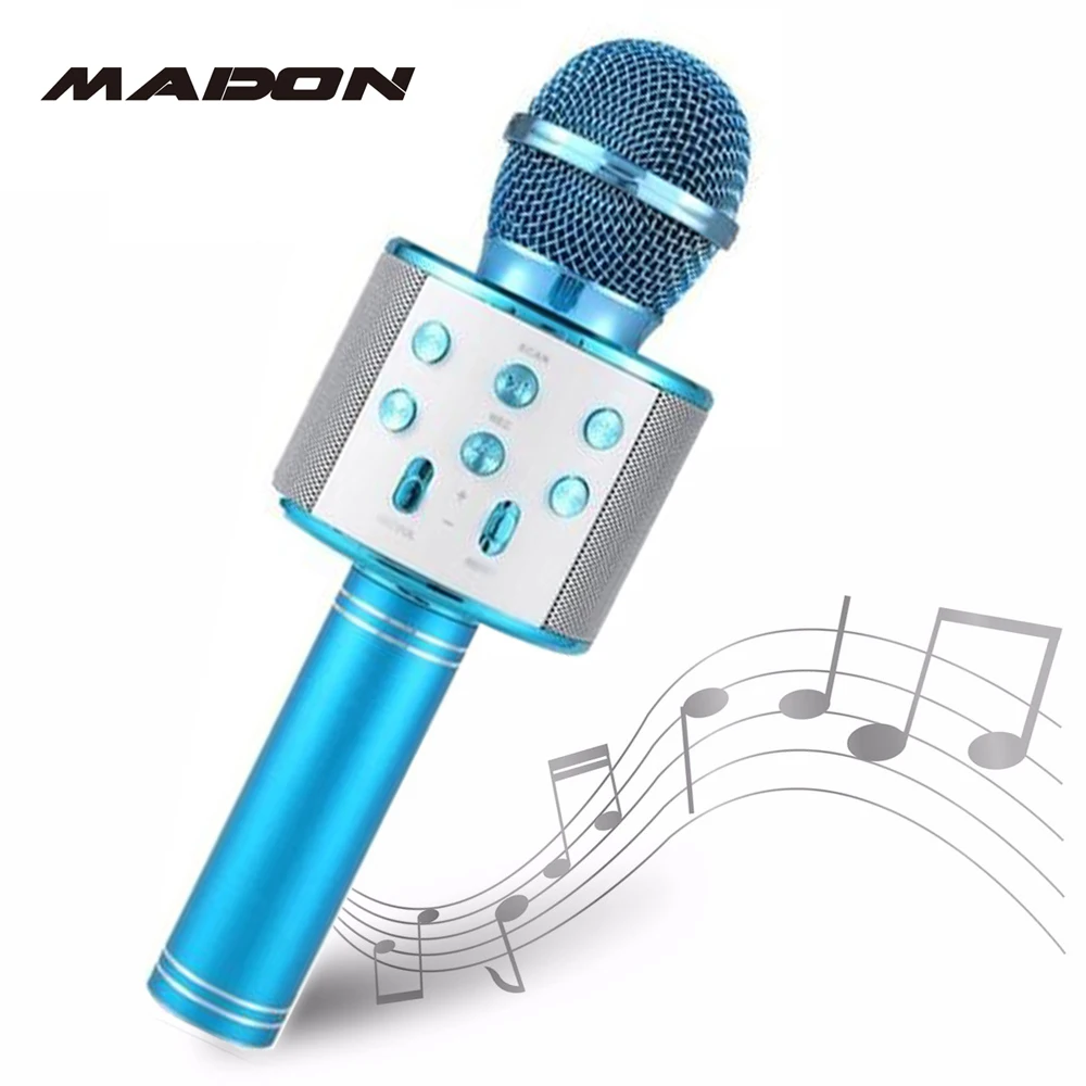 Microfone Karaoke sem fio com luzes LED de dança, Bluetooth Handheld Alto-falante portátil, Home KTV Player, Função de gravação para crianças