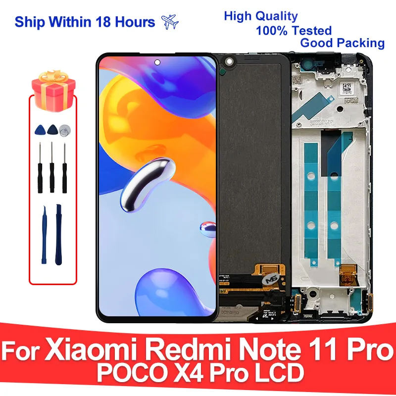 LCD Touch Screen Digitizer para Xiaomi Redmi Nota 11 Pro, Exibir Peças De Reposição, AMOLED, POCO X4, 6.67