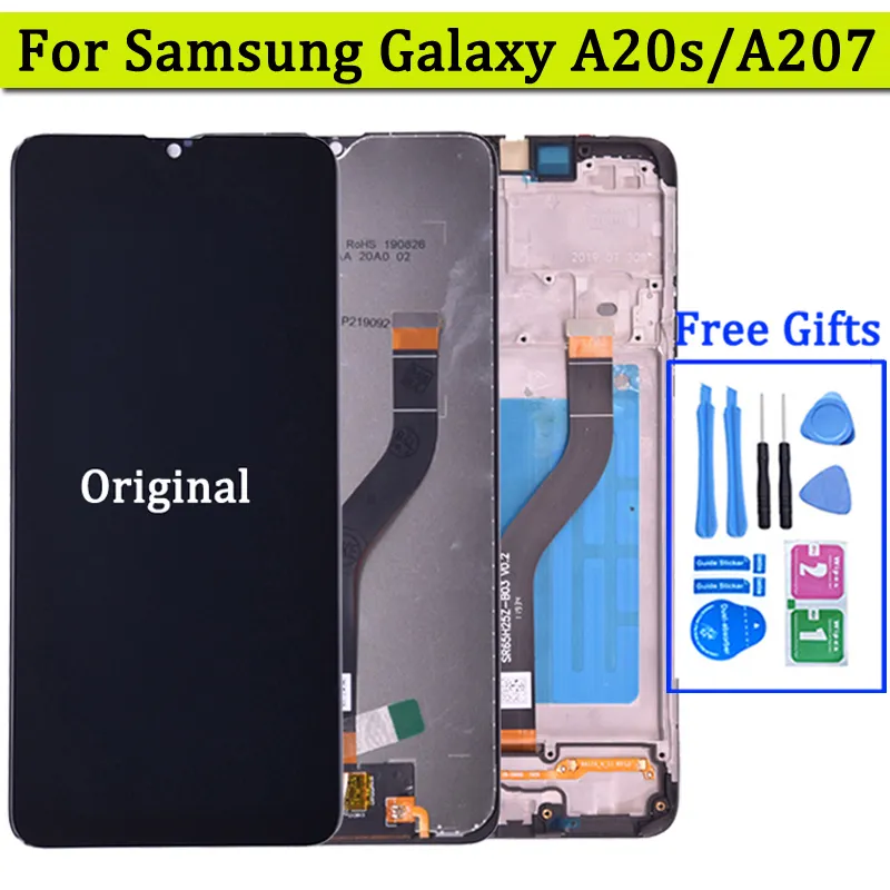 LCD touch screen para samsung galaxy a20s a207, original, montagem do digitalizador, a207f sm-a207m