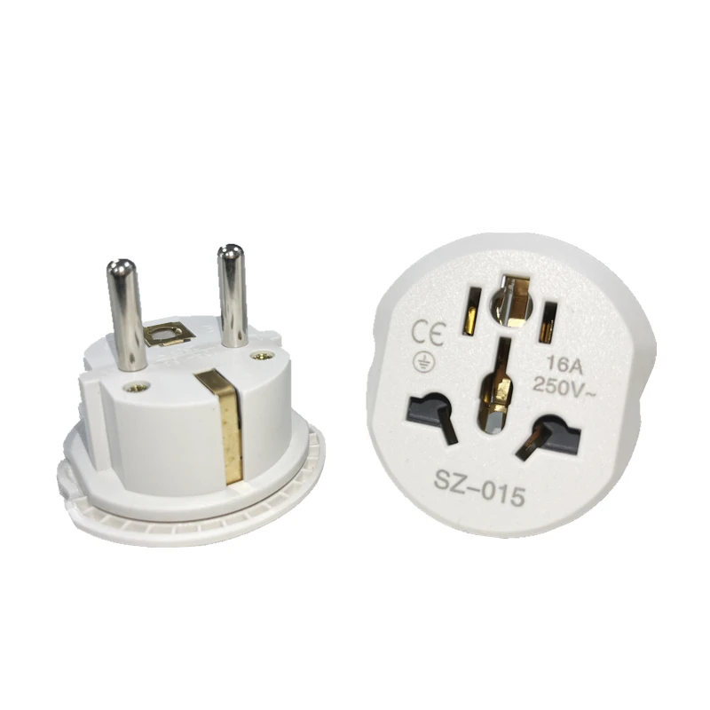 Adaptador Universal de Viagem com 2 Tomadas Redondas, Coréia do Adaptador Plug UE, Conversor de Alta Qualidade, AU US UK CN para EU KR Tomada de Parede, 16A 250V