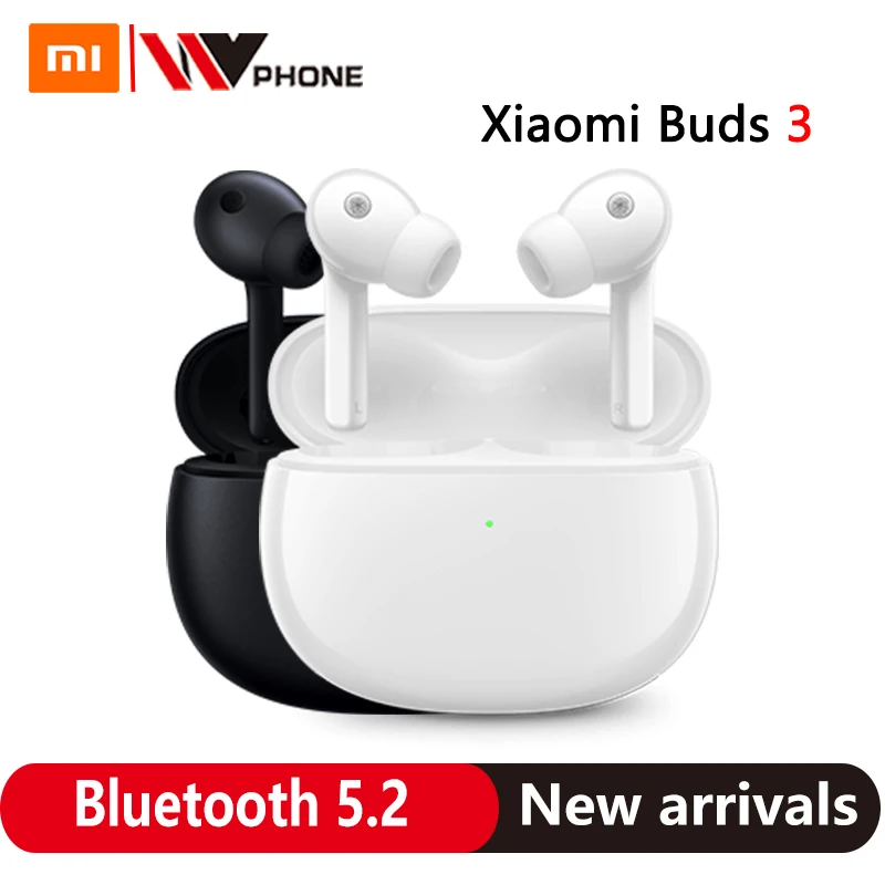 Xiaomi-Buds 3 TWS Earphone, Cancelamento de Ruído Ativo, Bluetooth 5.2, Auscultadores Sem Fio ANC, 40dB, IP55, 3Mic, Versão Global
