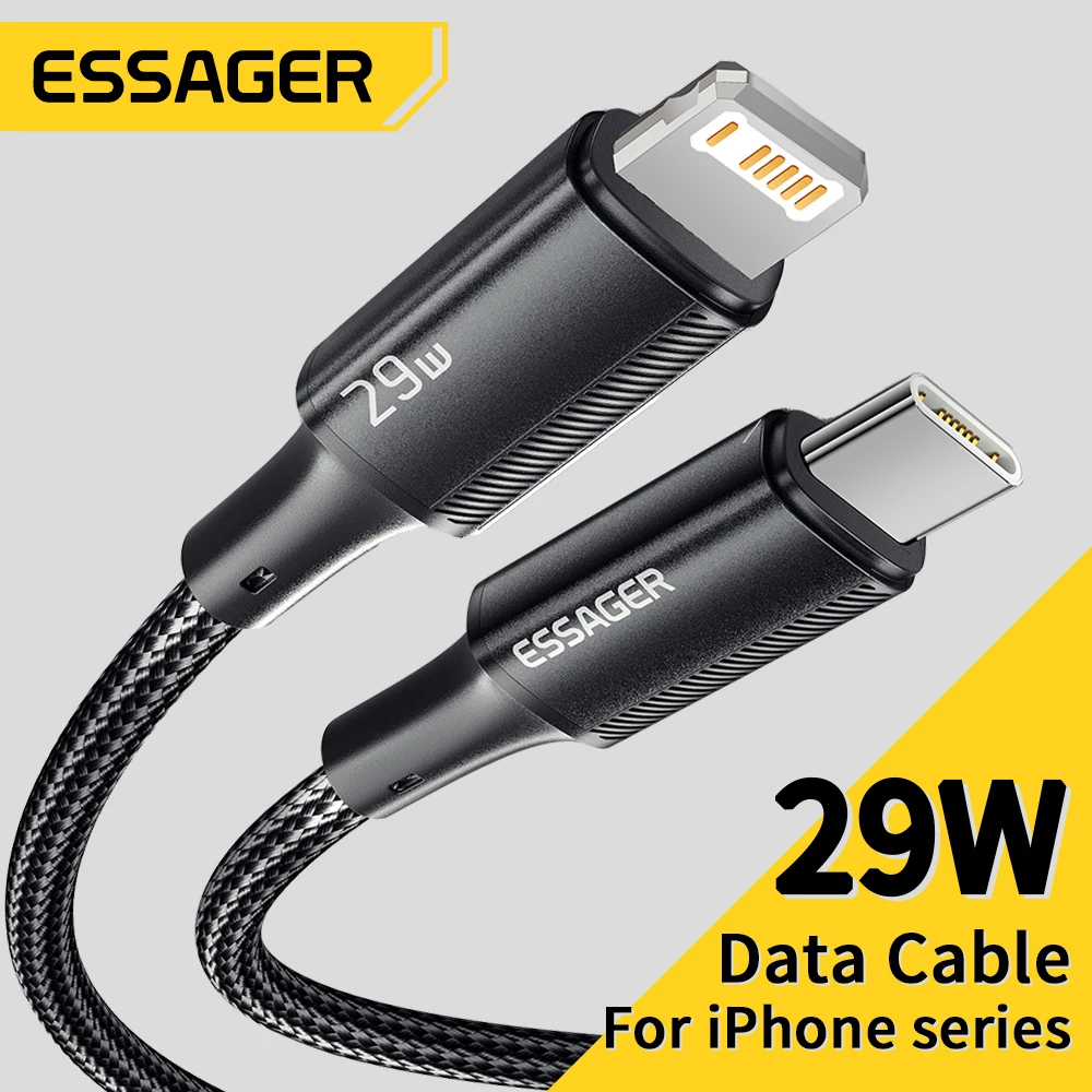 Essager-Cabo USB C para iPhone 14, 13, 12, 11 Pro Max, XS, 8 Plus, iPad, Fio Macbook, Carregamento Rápido PD 29W, Tipo C para Iluminação, Cabo de Dados