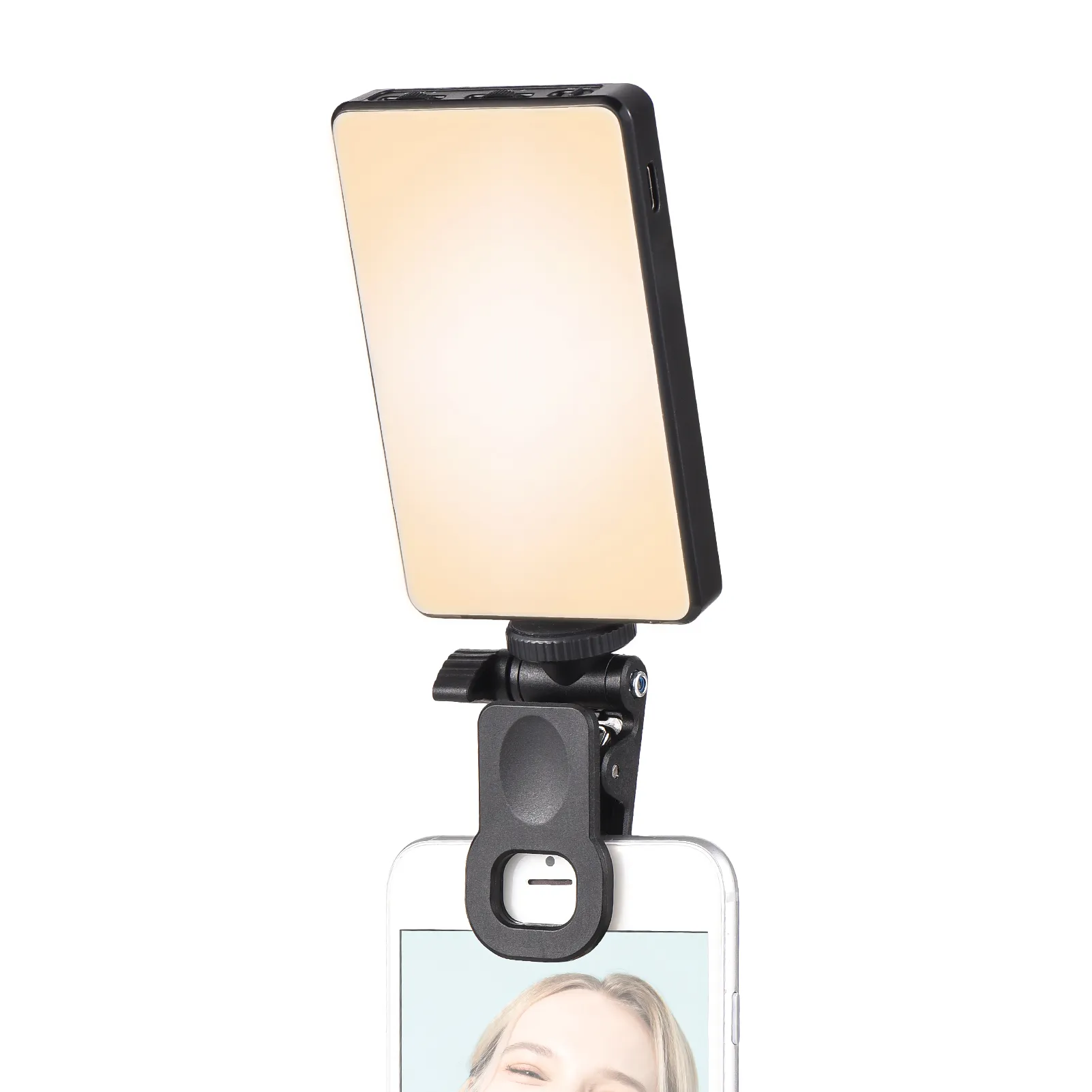 Dimmable Bolso Clip-on LED Luz de Vídeo, Computador, Tablet, Celular, Conferência, Luz, Transmissão ao Vivo, Selfie, 2500K-9000K