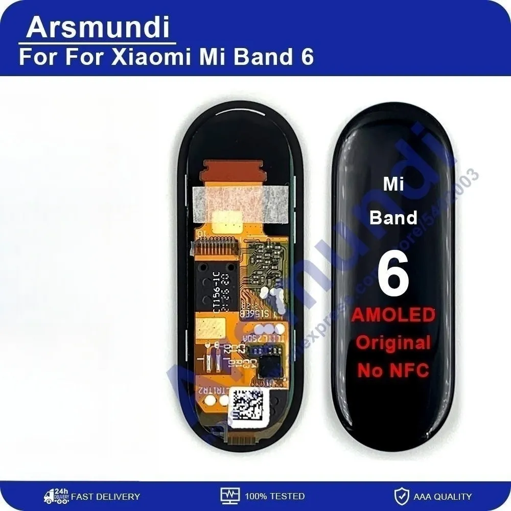 Tela amoled lcd para xiaomi mi band 6 pulseira inteligente, reparação de tela sensível ao toque, sem nfc, original