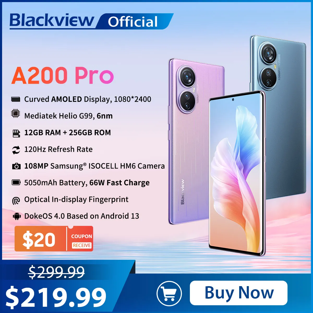 Blackview-A200 Pro Celular, 6,67 