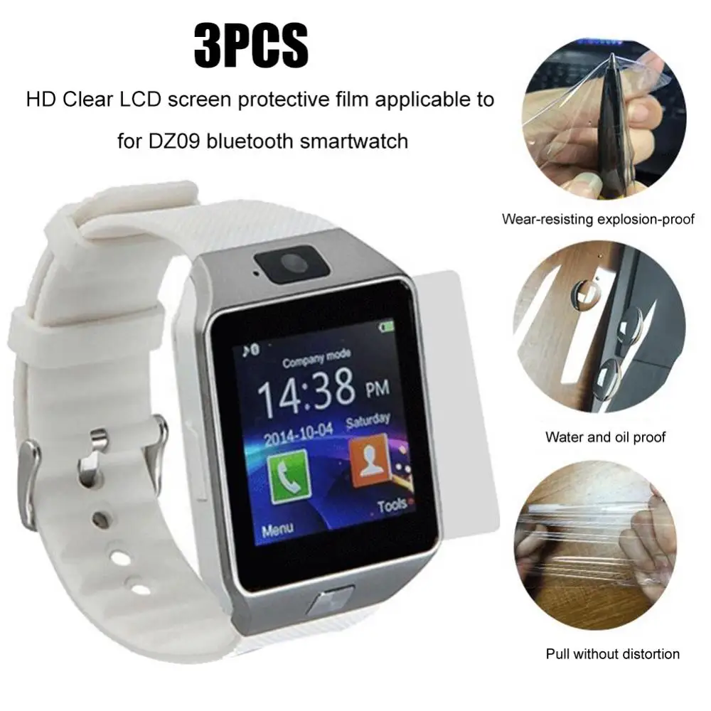 Alta Claridade Limpar LCD Screen Protector Films, DZ09, relógio inteligente compatível com Bluetooth, filme de hidrogel para Apple Watch, 3 pcs por conjunto