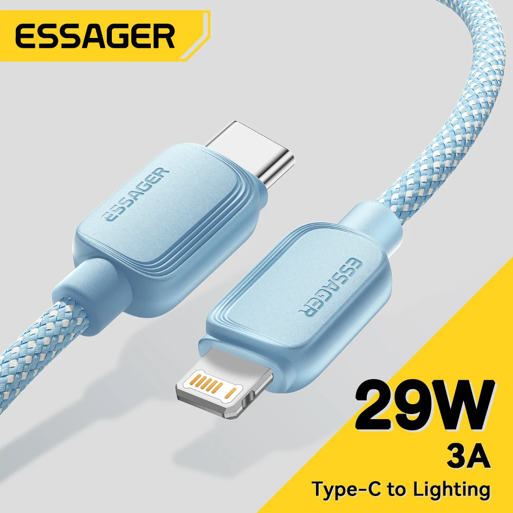 Essager-Cabo USB Tipo C para iPhone 14, 13, 12, 11 Pro Max, XS, PD 20W, USB C para Lightning 29W, Cabo para iPad, Macbook