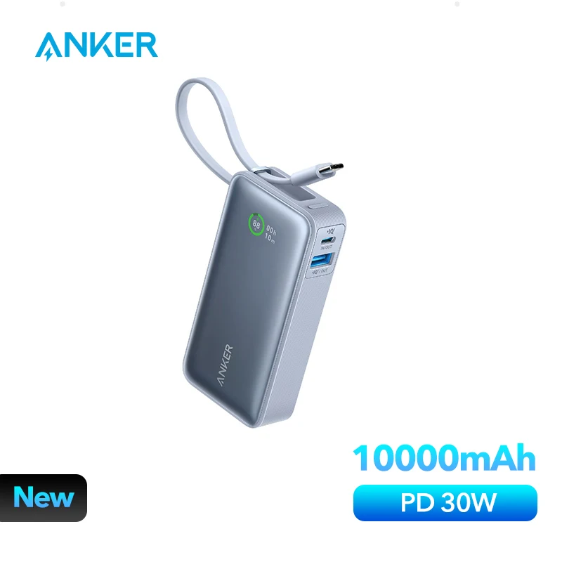 Anker-Nano Power Bank para iPhone 15, 10000mAh, PD, 30W, bateria sobressalente, 10K, carregador portátil com cabo USB-C