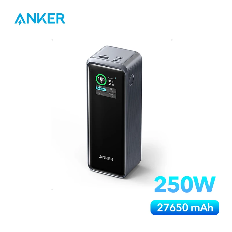 Anker-Prime Power Bank, 27650mAh, 3 portas, 250W carregador portátil, 99.54Wh, bateria sobressalente, grande capacidade
