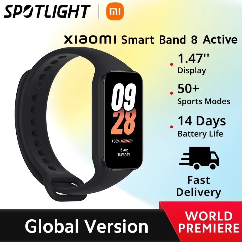 [Estreia mundial] Xiaomi Smart Band 8 active Versão Global 1.47 ''Advanced Sleep Fitness Tracking 50 + Modos Esportivos 14 Dias Bateria