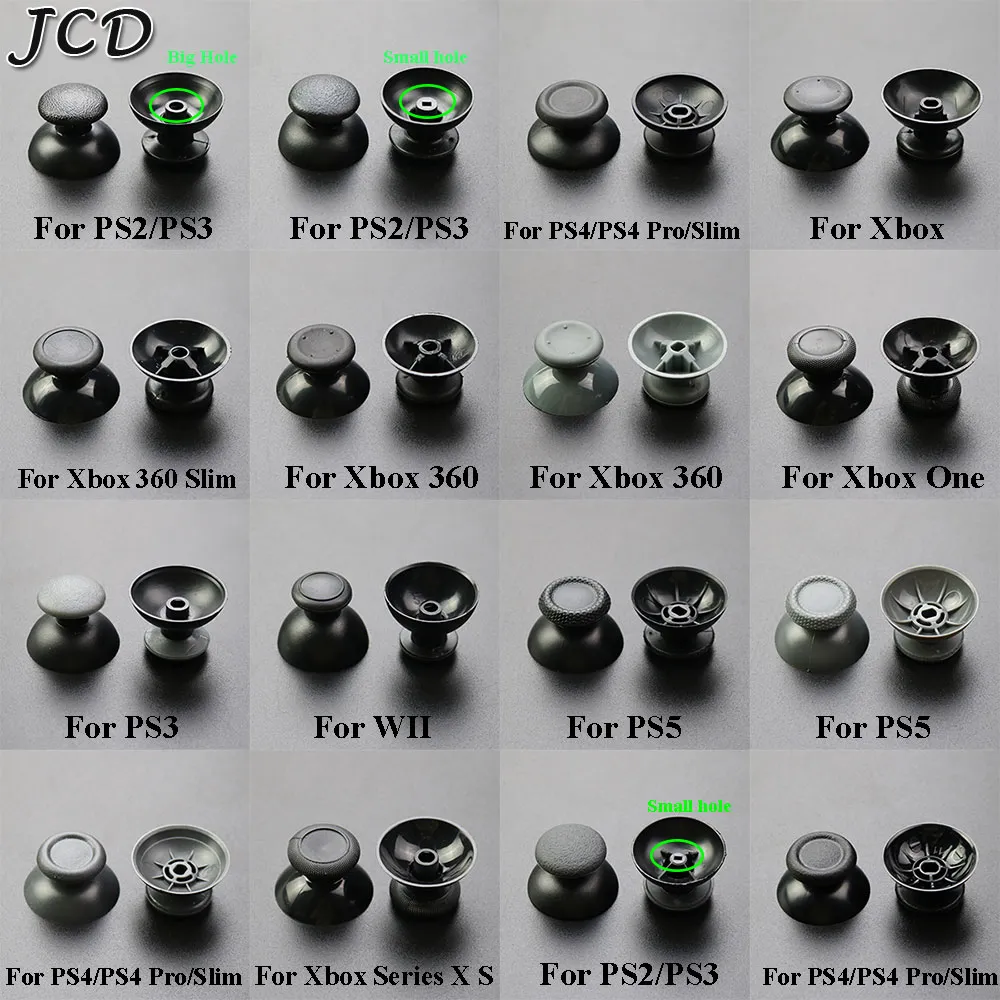 JCD-3D Tampas analógicas de polegar, polegar, capa de aperto de cogumelo, botão para PS2, PS3, PS4 Pro, Slim, PS5, Xbox One 360 Controller, 2pcs