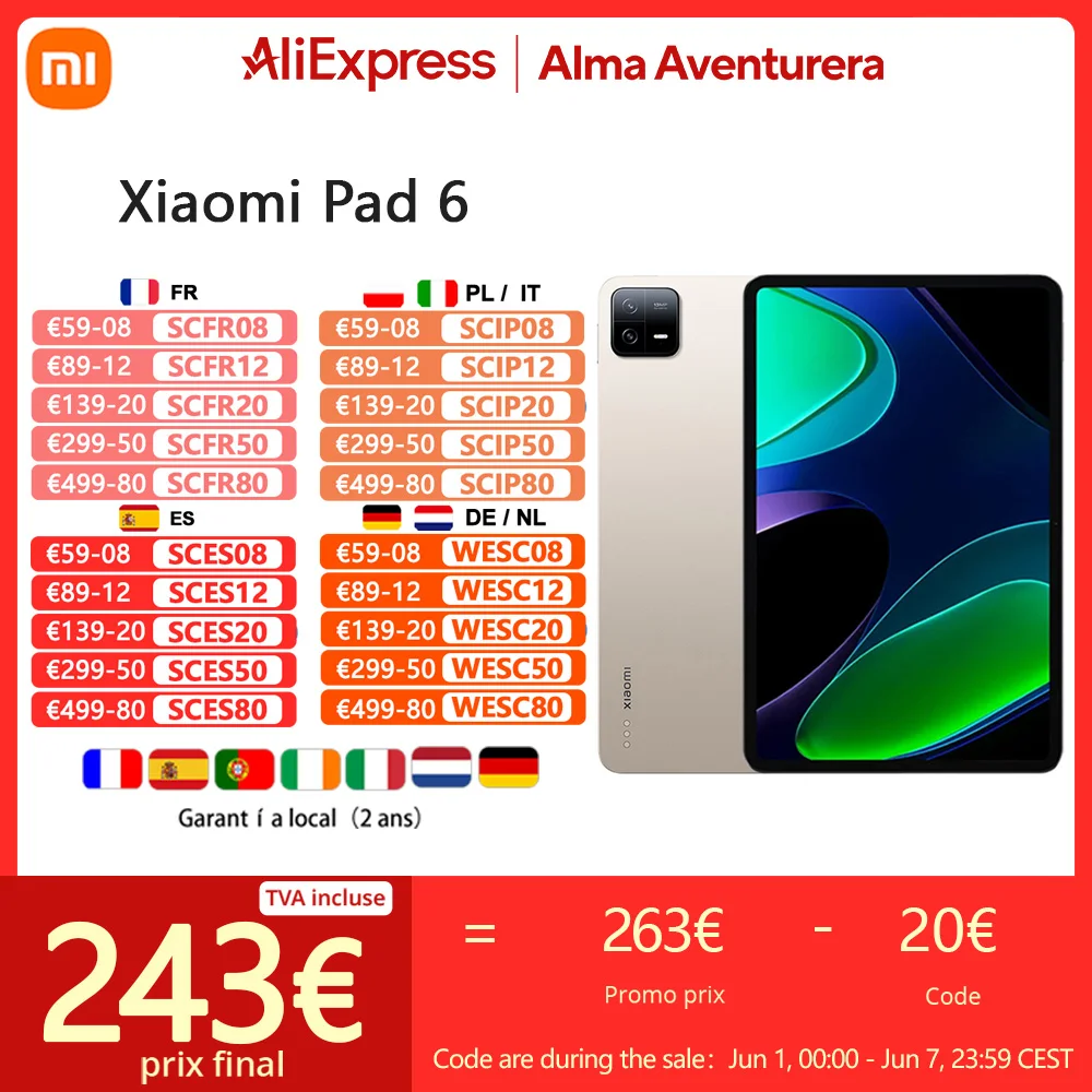 Xiaomi Pad 6 Tablet, Qualcomm®Dolby Vision-Snapdragon 870, Tela 11 Polegada, 144Hz,8840 mAh, Carga 33W, 4 Alto-falantes, WiFi, Versão Global