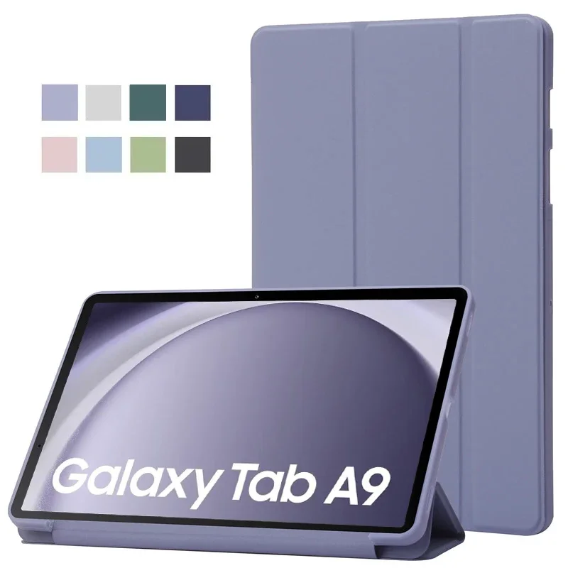 Estojo para Tablet em Couro PU Trifold, Suporte Suave, Capa para Samsung Tab A9, SM X110, X115, 8.7