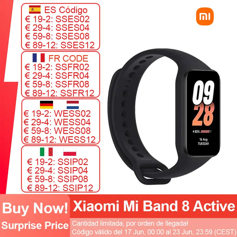 Xiaomi-Mi Band 8 Pulseira Inteligente, Tela LCD 1.47 ', Bluetooth 5.1, Frequência Cardíaca, Monitoramento SpO2, 50 + Modos Esportivos