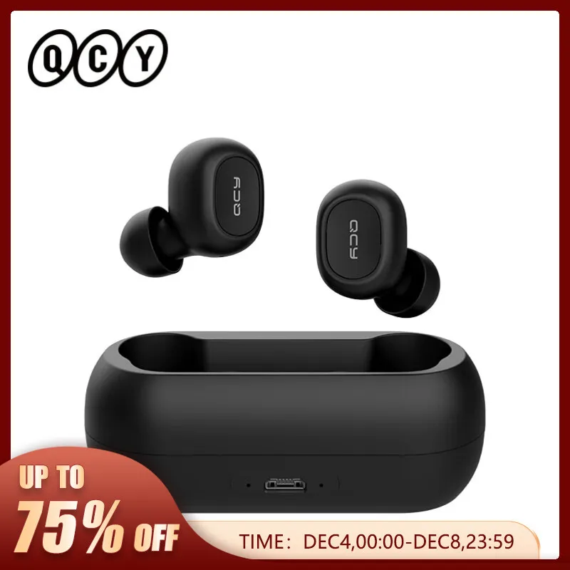 QCY-Fones De Ouvido Sem Fio Verdadeiro, Estéreo 3D, Fones De Ouvido TWS com Microfones Duplos, Fone De Ouvido Bluetooth 5.0, Chamada HD, Fones De Ouvido Hifi, T1C