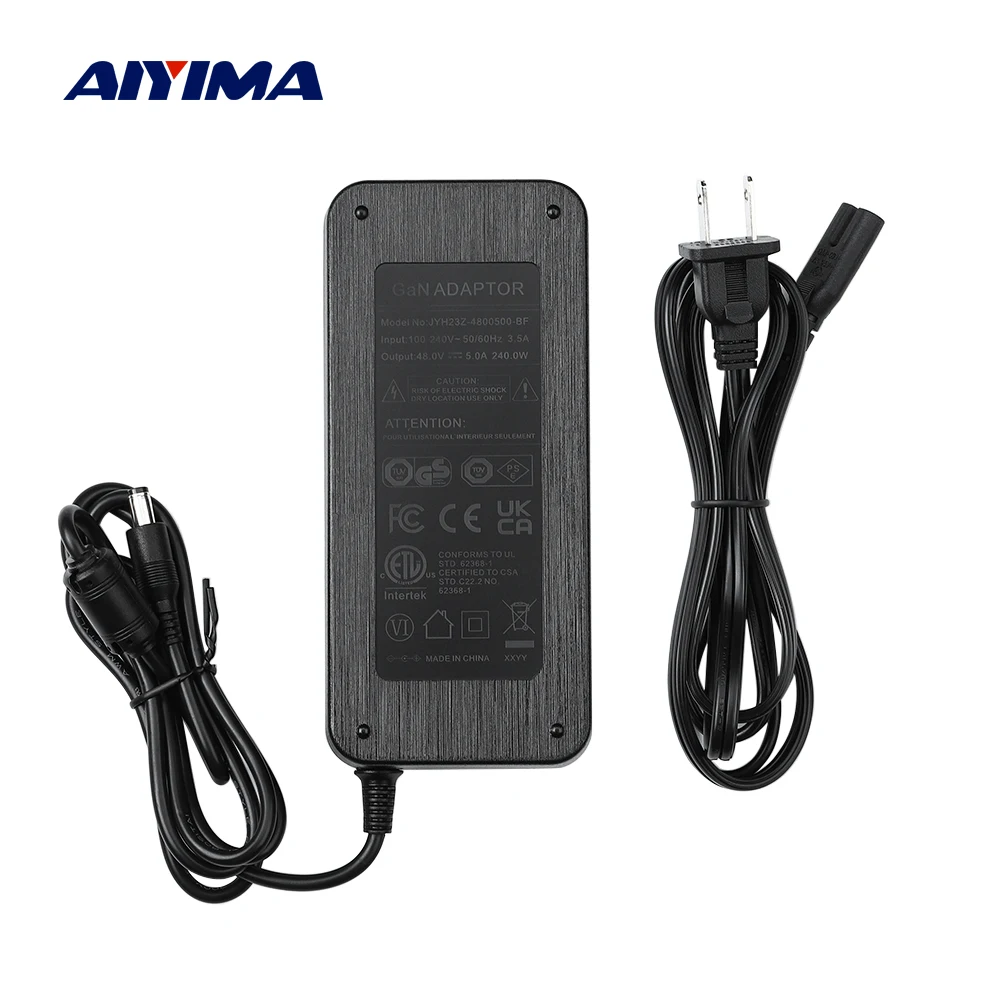 AIYIMA-GaN adaptador de alimentação, amplificador, interruptor de alimentação plug para TPA3255, TAS5630, som AMP, UE, EUA, AU, Reino Unido, AC100-240V, 48V, 5A