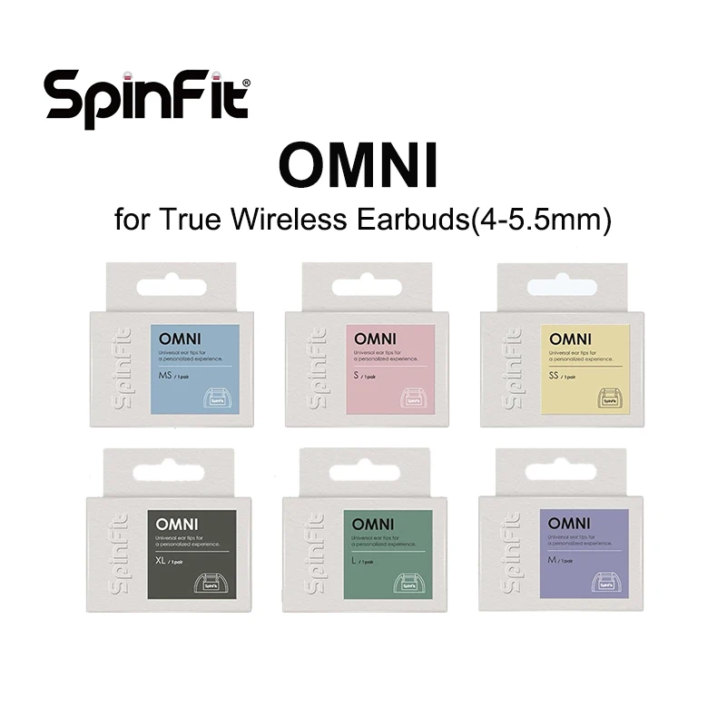 SpinFit-OMNI patenteado Silicone Eartips para verdadeiros fones de ouvido sem fio, 3,7 milímetros bocal, Dia 1 par, Sony WF-C700N, batidas, Bose