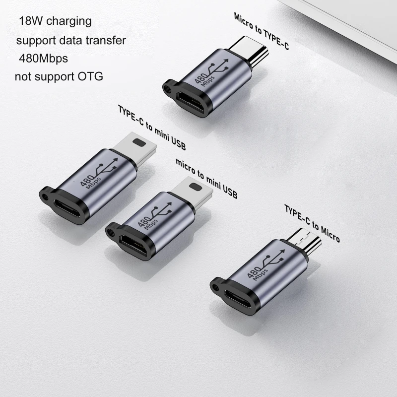 para mini usb adaptador microusb micro usb para typec mini conversor usb conector suporte carga sincronização dados 18w