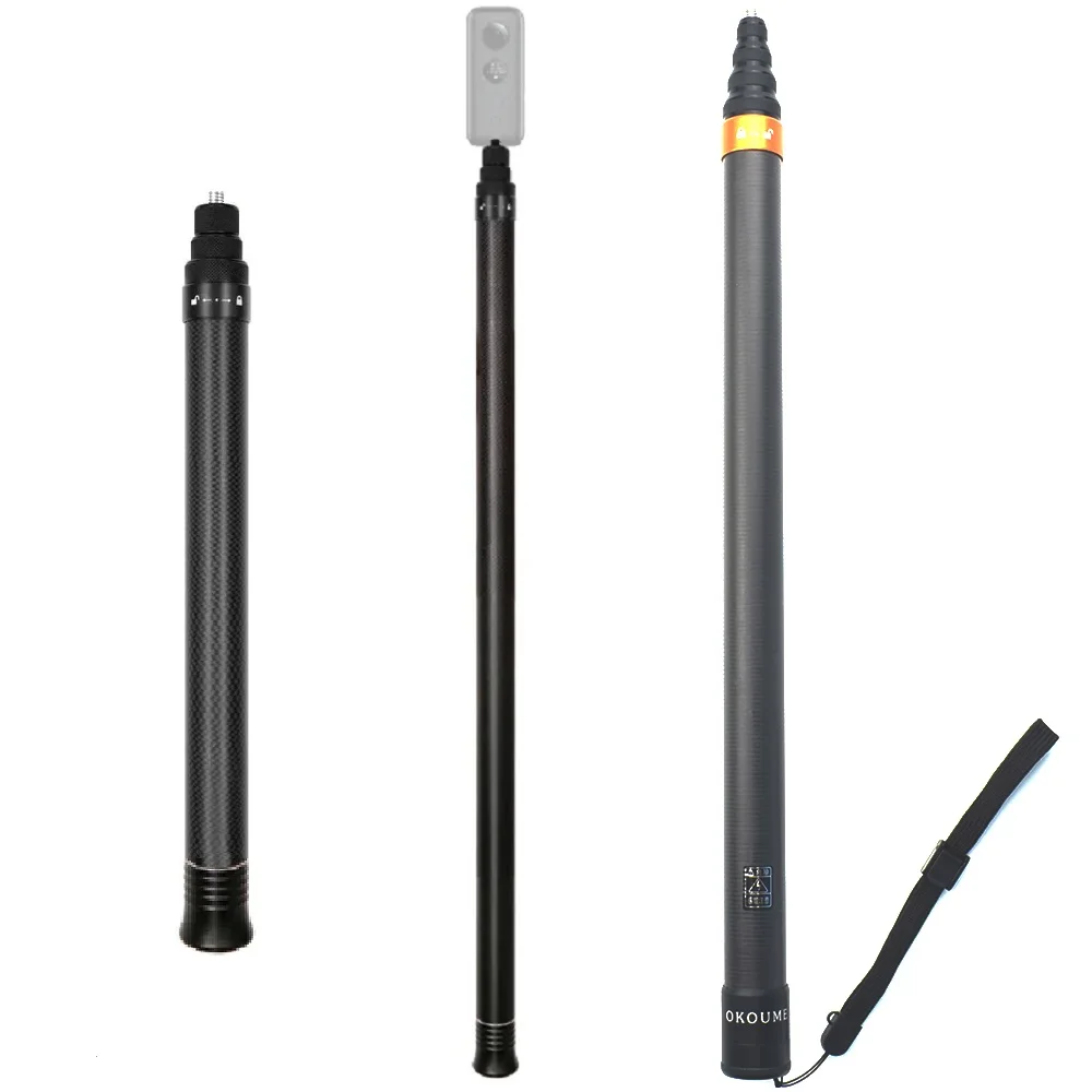 Carbon Fiber Selfie Stick, Invisible Extended Edition, Acessórios para GoPro, Insta 360, X3, ONE X2, ONE RS, 290cm, 3m