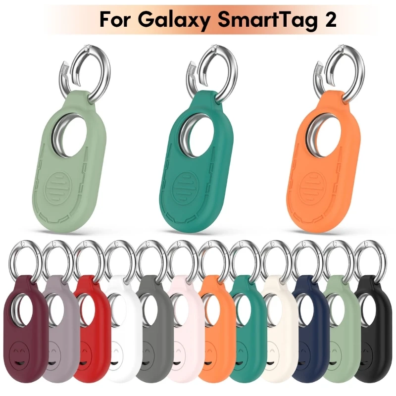 Capa de Silicone protetora para Samsung Galaxy, Luva Anti-Scratch, Maleta com Chaveiro, Capa para Smart Tag 2